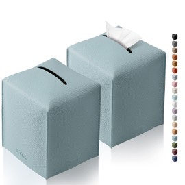 Tclouda Faux Leather Tissue Box Cover, Modern Simple Solid Color Square Tissue Bag Ideal for Bathrooms, Office, Car, Nightstand, Outdoor Tent, Table