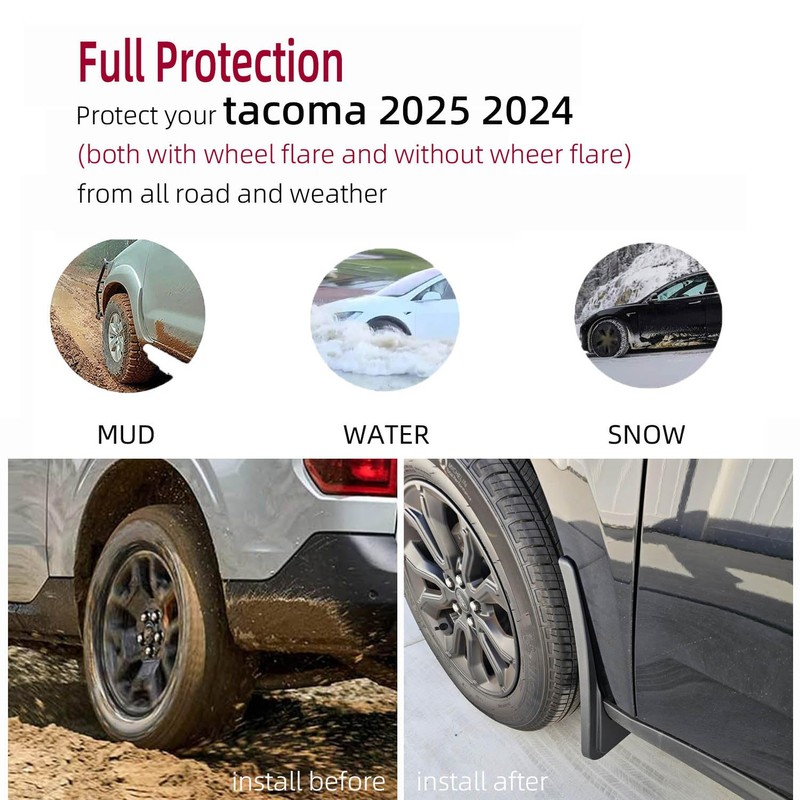 Mud Flaps Kit for 2024 2025 Toyota Tacoma Accessories Mud