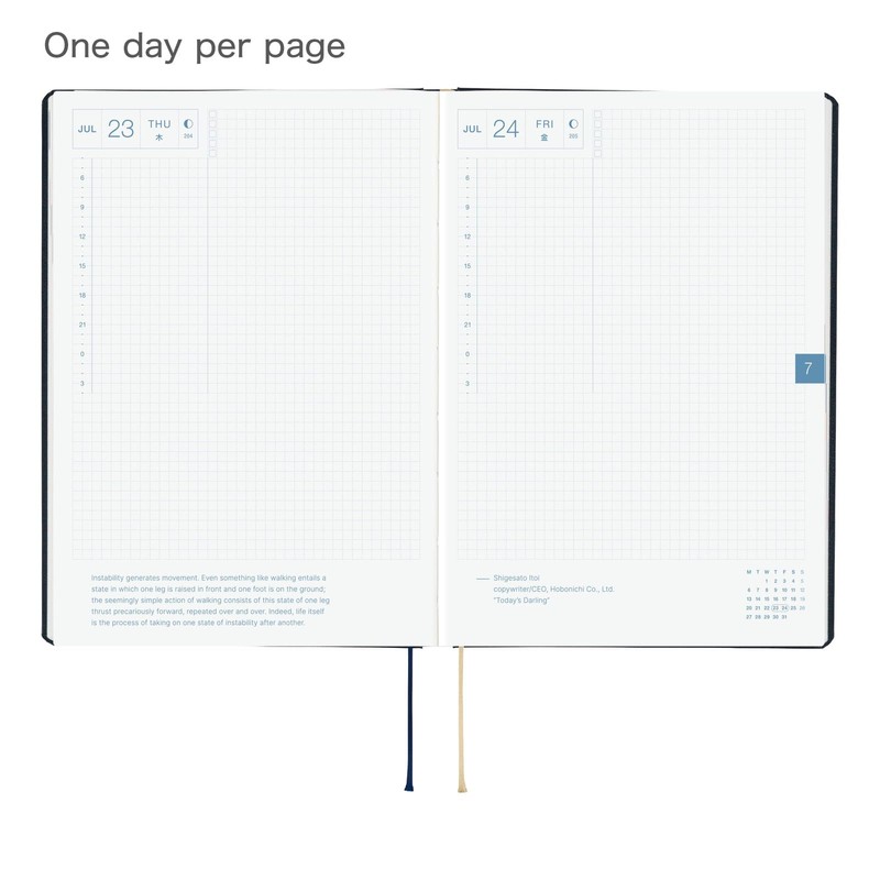Hobonichi Techo HON A5 2026 - Slash (Navy) (English, January