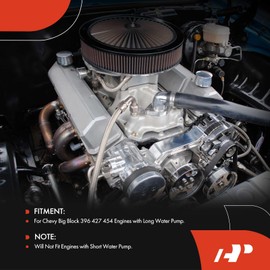 A-Premium Polished Aluminum Alternator Bracket Kit Compatible with Chevy Big Block 396 427 454 Engines with Long Water Pump