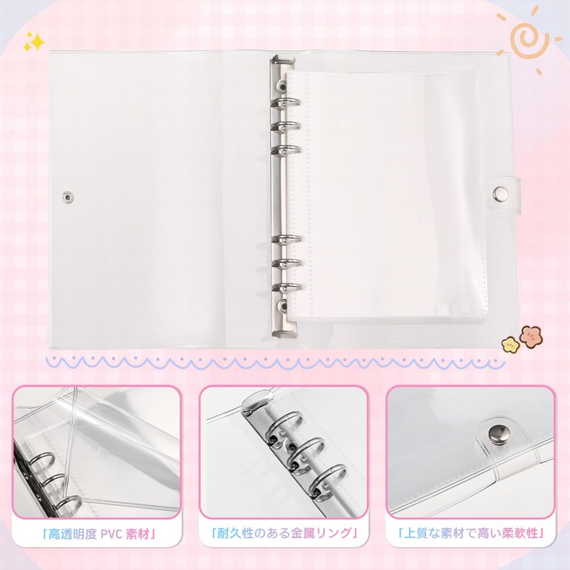Seal Notebook, A6, Large, Clear, 6-Hole Binder | Includes 20