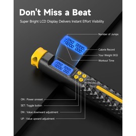 KINTHEA 2 in 1 Smart Jump Rope with Counter and LED Display, Cordless Jumping Rope with Counter for Women, Men, All Age, Adjustable Skipping Rope for Cardio Fitness in Limited Home Space & Outdoor