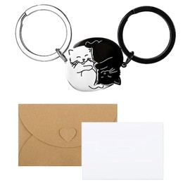 XIXKOLYU 1 Pair Cat Couple Keyring Valentine's Day for Boyfriend Cat Lover Best Friend Husband Wife Gift for Christmas Birthday, multicoloured