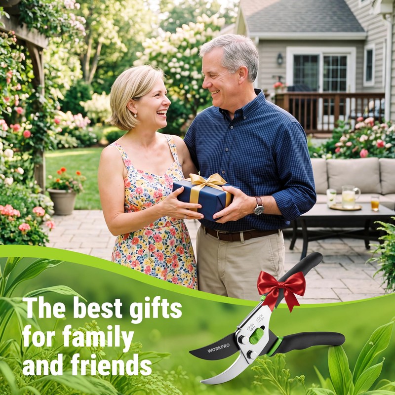 WORKPRO 8.5" Bypass Pruning Shears, Garden Shears with Non-Slip Grip