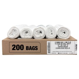 Ultrasac Heavy Duty 55 Gallon Clear Trash Bags - (Value 200 Pack) - 1.5 MIL equivalent Industrial Strength Plastic 37" x 54" for 50-55 Gal Cans -Fits Toter, Rubbermaid Brute, Carlislie Bronco etc.