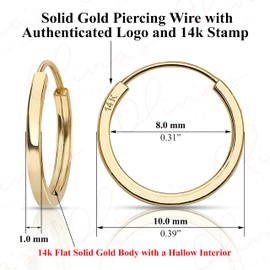14k Yellow Gold Square Endless Hoop Earrings 10x1.0mm