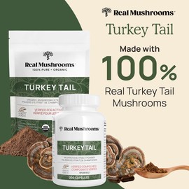 Real Mushrooms Real Mushrooms Turkey Tail Powder - Organic Extract with Immunomodulating Properties Measured Beta-Glucans Vegan Mushroom Supplement, 45 Servings