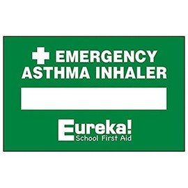 Vsafety 31041CB-S'Emergency Asthma Inhaler Sticker' Sign, 55 mm x 35 mm (Pack of 3)