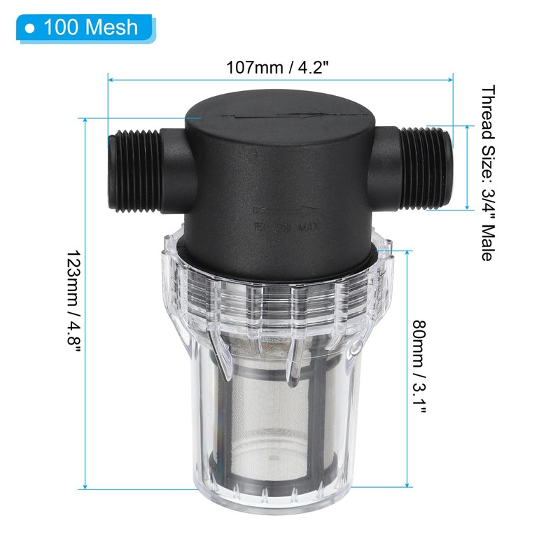 PATIKIL 3/4 Inch Male in-Line Strainer with 100 Mesh Stainless