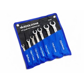 R&C Components Ltd 7-Piece Flare Nut Wrench Set, Chrome Vanadium Steel, 8-24mm, Brake Spanners