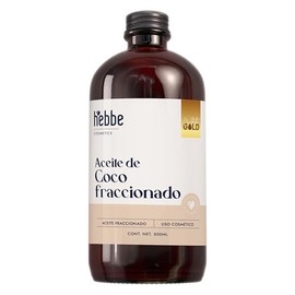 HEBBE Aceite de Coco Fraccionado 500 ml | Absorción Rápida | Hidratante Ligero para Piel y Cabello | Anti Frizz y Brillo