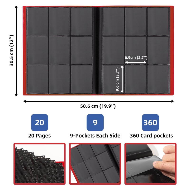 efunkdog Card Binder, 9 Pocket Trading Card Album Folder, 360