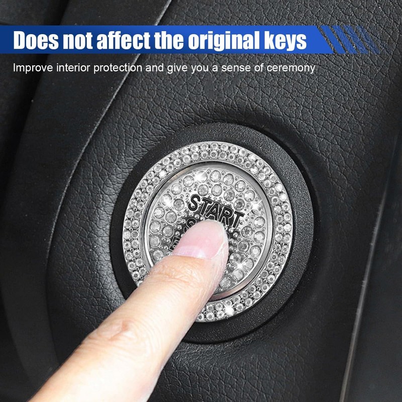 Bling Crystal Car Start Button Sticker, Ignition Switch Decor, White