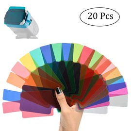 Pack of 20 Transparent Colour Correction Camera Colour Correction Filter, Lighting Filter Set, Flash Lighting Film, for Photo Studio Strobe Flash, LED Light Headlight, Digital Camera