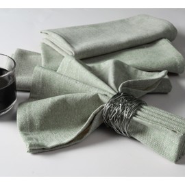 Native Fab Solid Chambray Cloth Napkin Set of 12, 100% Cotton, Washable, Reusable Dinner Cloth Napkin 17x17 inches, Table Decor Napkins for Dinner, Events, Olive Green