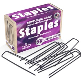 50 6-Inch Garden Landscape Staples Stakes Pins - USA Strong Pro Quality Built to Last. Weed Barrier Fabric, Ground Cover, Soaker Hose, Lawn Drippers, Irrigation Tubing, Wireless Invisible Dog Fence…