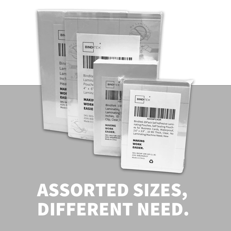 Binditek 100 Pack 5mil Thermal Laminating Pouches, 2.5 x 4.25