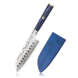 Cangshan KITA Series 5-Inch Santoku Knife with Sheath, High Carbon X-7 Damascus Steel, 503886