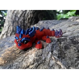 3-D Printed Baby Dragon – 4-Inch Articulated Fantasy Figurine Multicolor | Collectible Toy | Fidget | Decor | Easter | Christmas | ADHD | Autism | (Red)