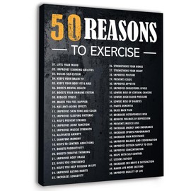 Gwisml 50 Reasons To Exercise Wall Decor,Inspirational Exercise Fitness Canvas Frame Paintings For Gym Sports Room Home Workplace Wall Art Decor