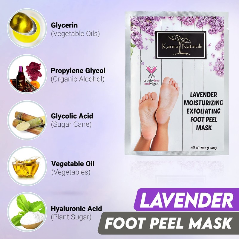 Foot Peel Mask Lavender Moisturizing Exfoliating Foot Masks - Karma