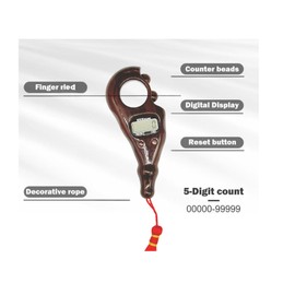 taj Digital Finger Counter for Prayer Beads Counter LCD Digital Display Portable Rotating Counter for Meditation Relaxation (Choclate Brown)