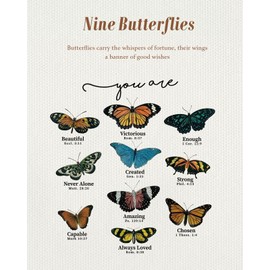 Miss Adola Aesthetic Tote Bag - with Magnetic Buckle and Zipper Inner Pocket for Women Lady Cloth Cotton Tote Bag for Gym, Work, Travel, Library, Shopping,Nine Butterflies