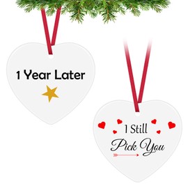 1st Wedding Anniversary Ornament Gift First Year Anniversary Wedding Gifts for Couple 1st Anniversary Ceramic Ornament First Christmas Married Ornament 1 Year Anniversary Birthday Valentines Day Gift