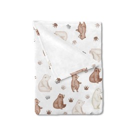 Hwmmbh Cute Woodland Bear and Paws Baby Blanket Boys Girls Gift Cartoon Bear Flannel Swaddle Blanket Wild Animal Soft Receiving Blankets Newborn Nursery Toddler Bed Blanket Crib Playmat 30x40