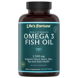 Lifes Fortune Suplemento de concentrado de Omega 3 de aceite de pescado (2500 mg, 60 cápsulas blandas), alta potencia, ácidos grasos EPA y DHA -...   