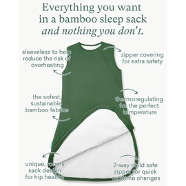 PurComfy Supersoft Sleep Sack 1.0 TOG, Premium Bamboo Viscose Baby Sleeping Bag, 2-Way Safe Zipper Sleep Sacks 15-24 Months (Forest)