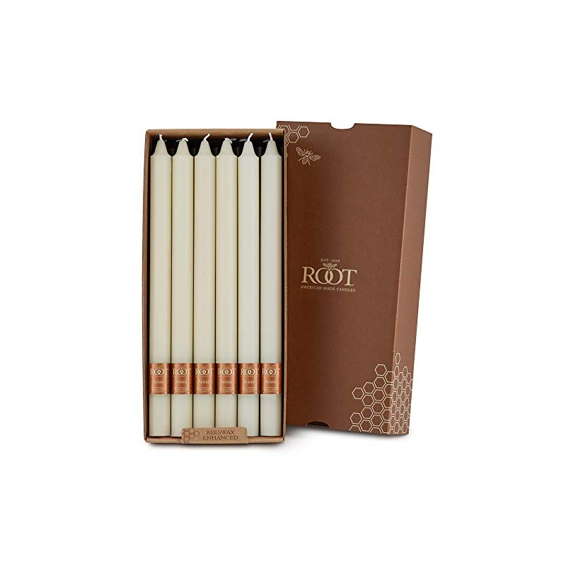 Root Candles 12-Count Unscented Dinner Candles Dripless Beeswax Enhanced Smooth