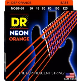 DR Neon ORANGE 6 String BASS Guitar 30-125 NOB6--30