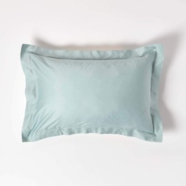 HOMESCAPES Duck Egg Blue Organic Cotton Oxford Pillowcase Standard Size 400TC 600 Thread Count Equivalent Housewife Pillow Case