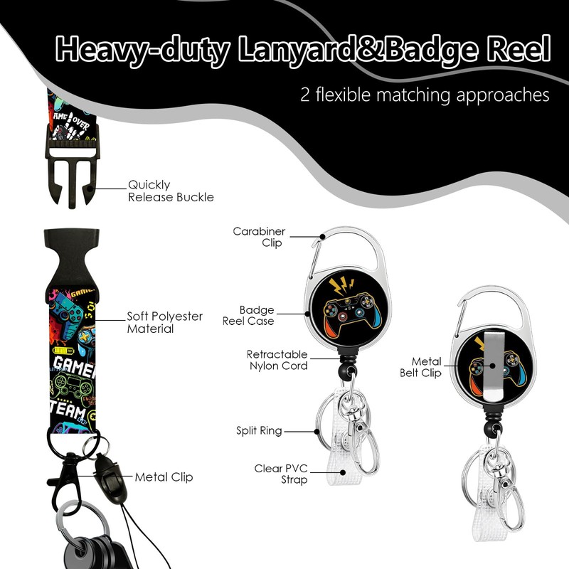 Gamepad Badge Holder with Boys Lanyard, Game ID Badge Holder