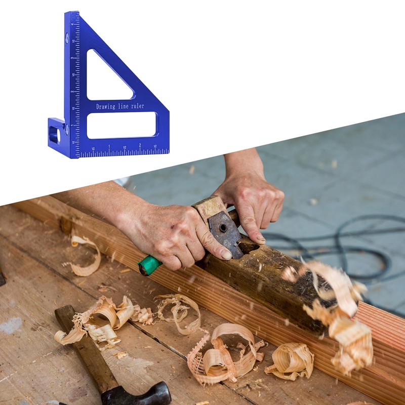3D Multi-Angle Woodworking Ruler, 45°/90° Aluminum Alloy Woodworking Square Protractor,