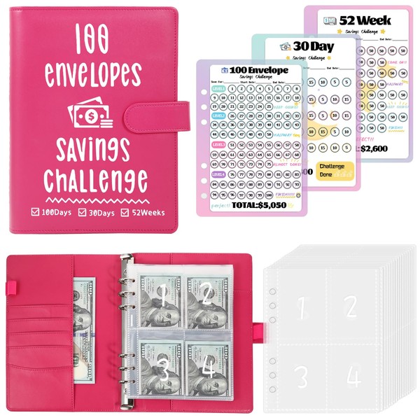 100 Envelopes Money Saving Challenge, Cash Budget Planner A5 Binder,