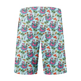 FT FENTENG Mens Swim Trunks for Men, Summer Flamingo Skeleton Mens Board Shorts Swimwear Bathing Suit with Mesh Lining, Funny Hawaii Quick Dry Beach Shorts for Men Swimming Trunks, XX-Large