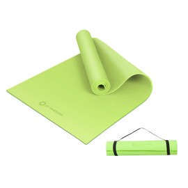 Primasole Yoga Mat with Carry Strap for Yoga Pilates Fitness and Floor Workout at Home and Gym 1/4 thick (Lime Green Color) PSS91NH004A