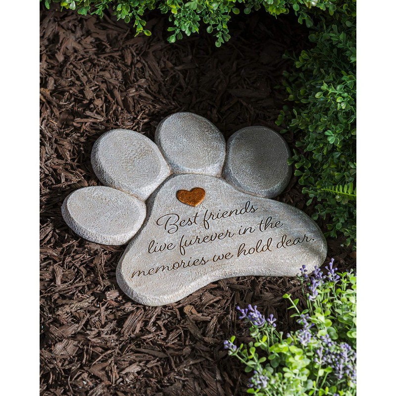 Evergreen Garden 11" Paw Shaped Pet Memorial Garden Stone, Best