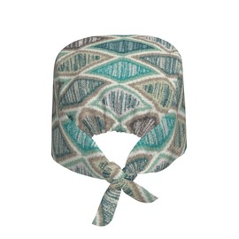 Teal and Brown Boho Style Unisex Adjustable Surgical Sweatband - Elastic Bandage Cap - Scrub Caps for Nurse Working Cap