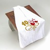 Abc Casa 40th Birthday Gift Towel with Embroidered Hearts and