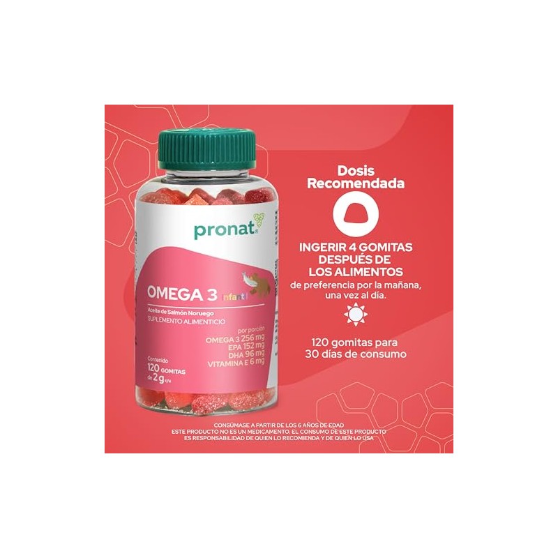 PRONAT | Omega 3 Infantil, Suplemento Alimenticio, 120 Gomitas con