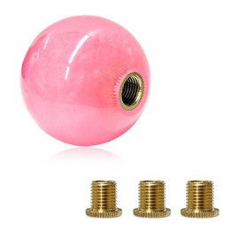 ZNDAW Round Ball Shift Knob, Marble Style Gear Lever Stick Shifter Knobs with 3 Adapters, Universal Spherical Gear Shifter Grip for 5 6 Speed Manual Auto Vehicles, Car Accessories (Marble-Pink)