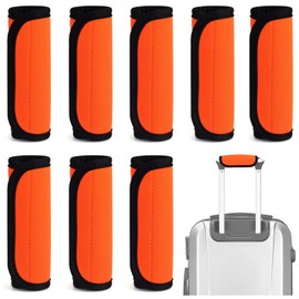 Bagentry 8 Pcs Soft Luggage Handle Wrap Grip Cover Identifiers, Vivid Orange Suitcase Handle Wraps, Waterproof Luggage Handle Covers Tags Accessories for Travel Bag Trolley Case Airplane (Orange)