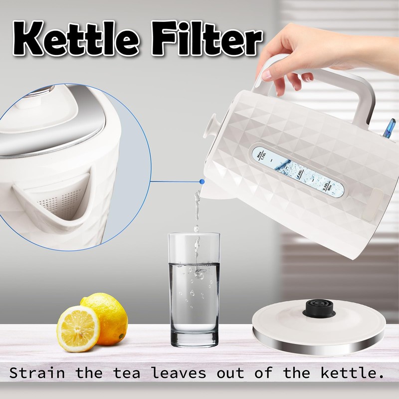 1.7L Electric Kettle, Fast Boiling 1200W Hot Water Boiler, 360°