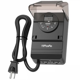 TiFFCOFiO Outdoor Digital Light Timer Outlet, 7 Day Programmable Plug in Timers for Electrical Outlets, 2 Grounded Outlets for Outdoor Lightings, ETL Listed