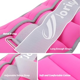 Adjustable Ankle Weights for Women Men Kids 1-4 LBS 1 Pair Wrist Leg Arm Weights with Removable Weight, Strength Training Weight for Jogging, Walking, Running, Fitness, Gym Workout, Rose Red