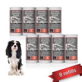 Caraselle Pet Hair Remover Refills - Removes Cat & Dog Pet Hair on Clothes, Furniture, Bedding, Car Interiors & Carpet, Picks up Lint, Hair, Fluff, Debris, 8 x 7.5m Extra Sticky Refills