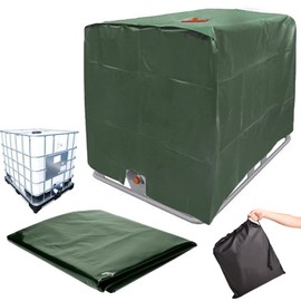 Water Tank Cover,IBC Tote Cover for 1000L 210D Oxford Cloth Coated with Storage Bag,IBC Container Tarpaulin Cover Water Tank Protective Cover,116 x 100 x 120 (Green)